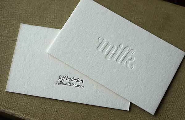 Embossing and debossing Whats that Debossed Business card design example