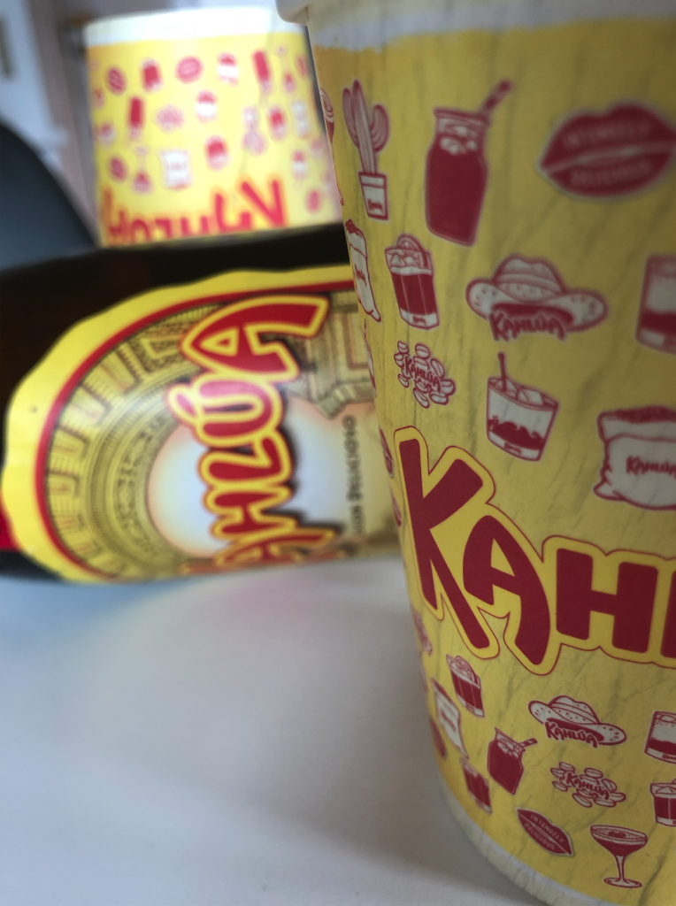 Paper cups and alcohol Kahlua Paper cups